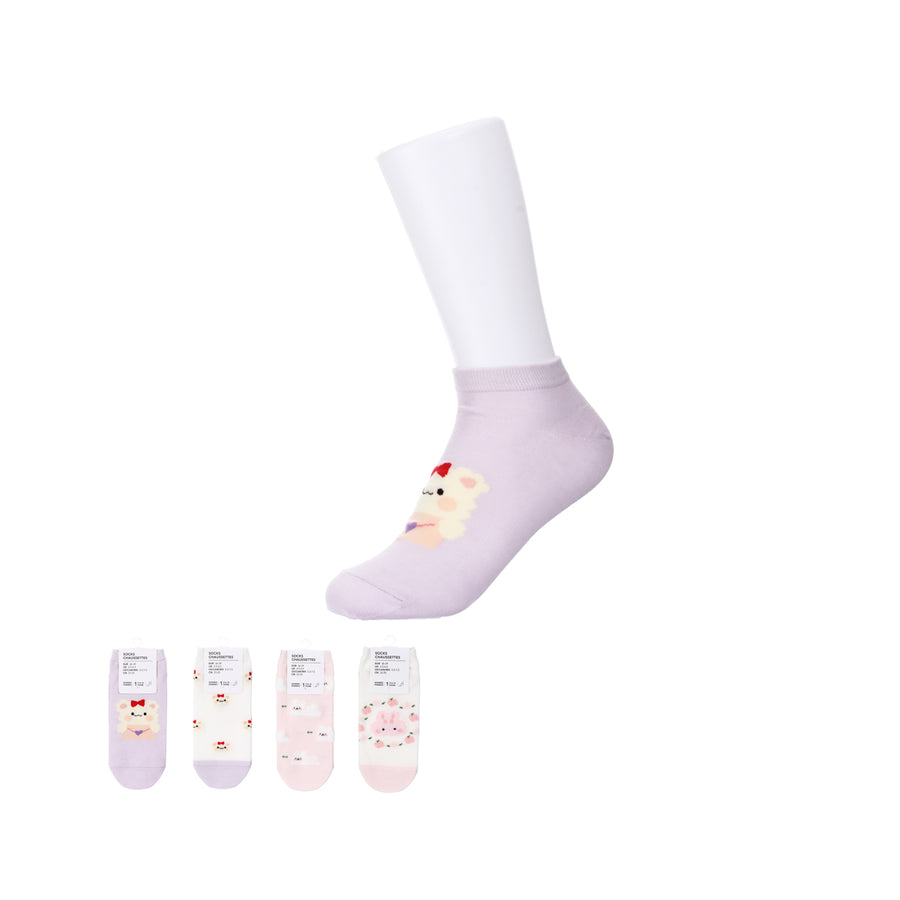 Lovely Cotton Women's Ankle Socks (1 Pair)(Pink/Purple)(Strict)