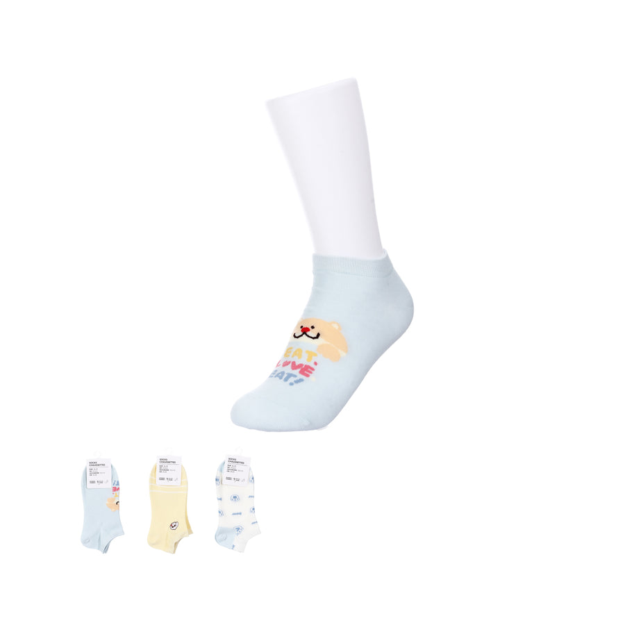 Lovely Cotton Women's Ankle Socks (1 Pair)(Blue/Yellow)
