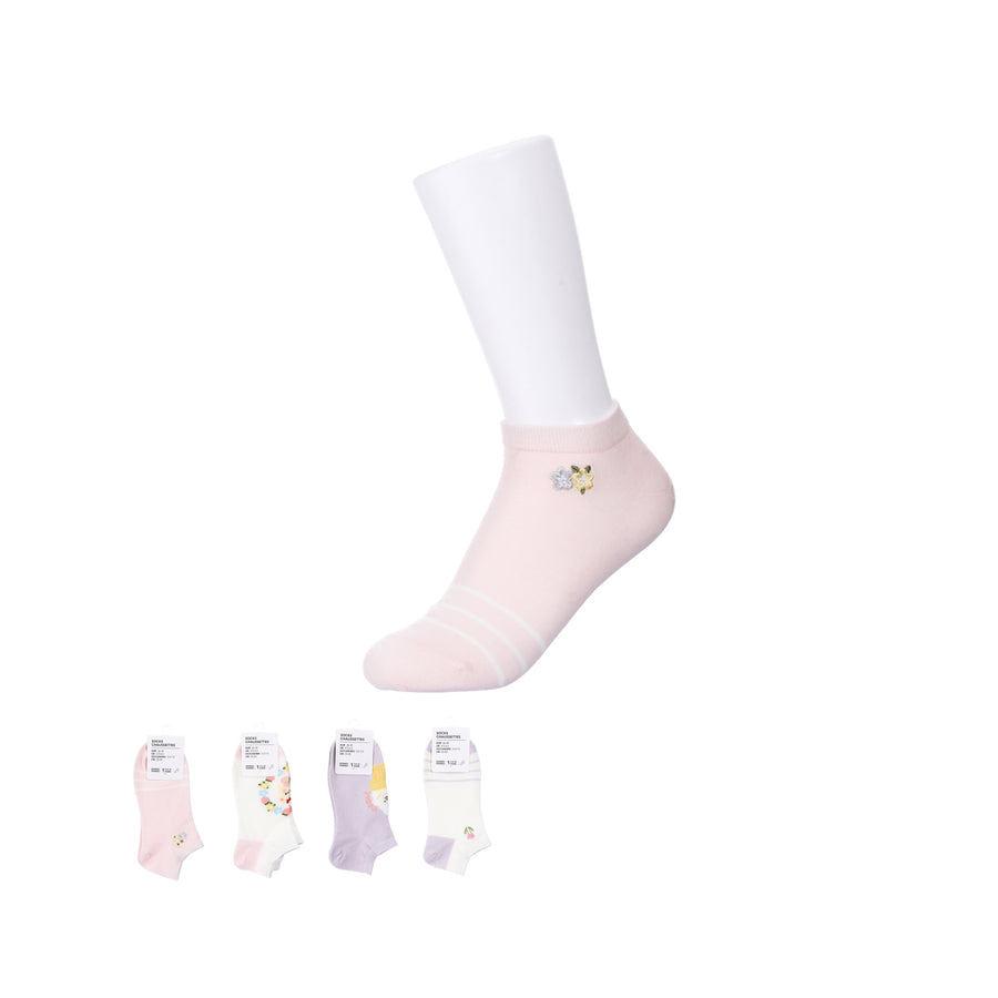 Lovely Cotton Women's Ankle Socks (1 Pair)(Pink/Purple)(Side)