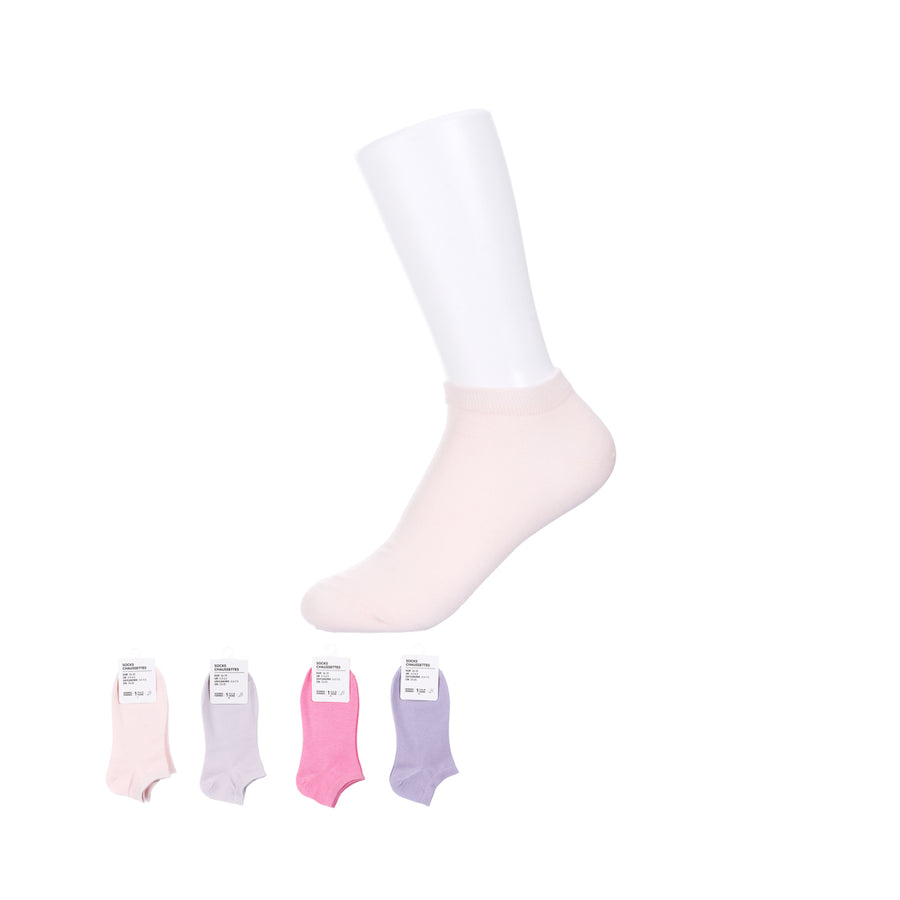 Basic Style Cotton Women's Ankle Socks (1 Pair)(Pink/Purple)