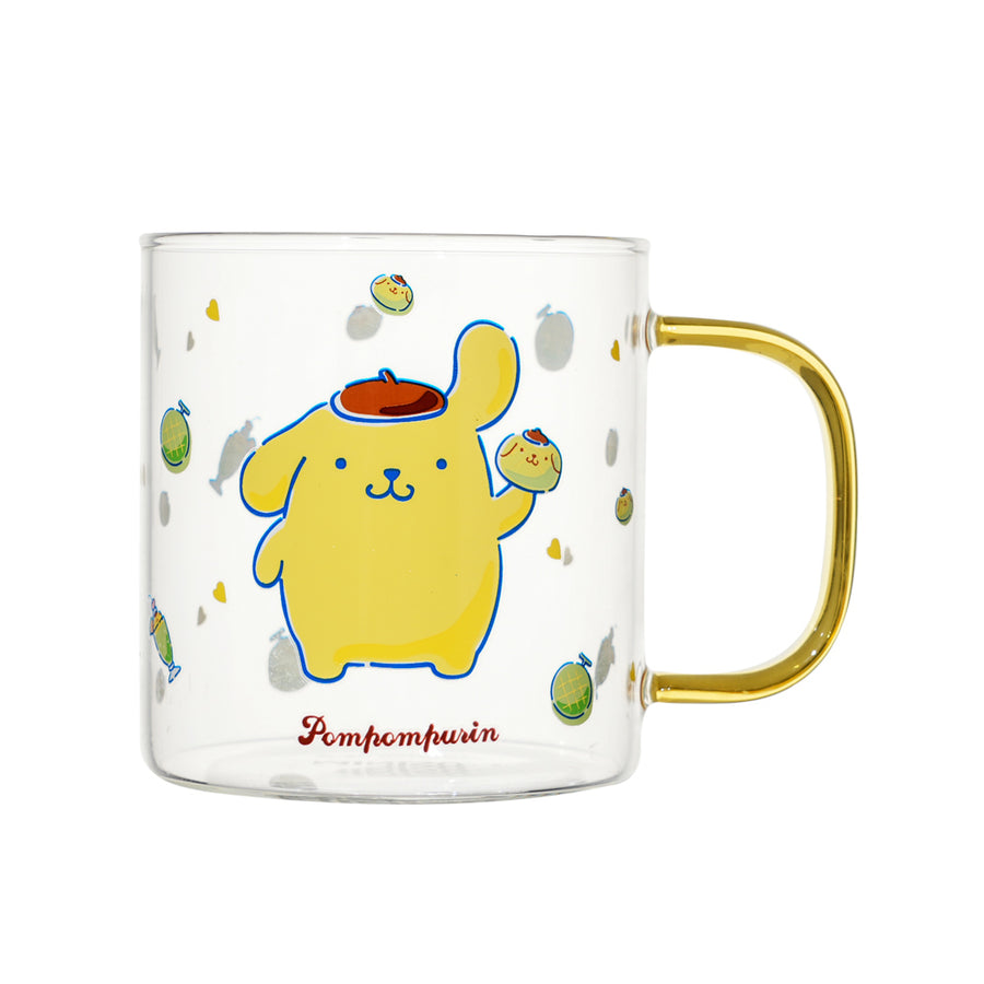Pompompurin Glass Cup with Colored Handle (420mL)