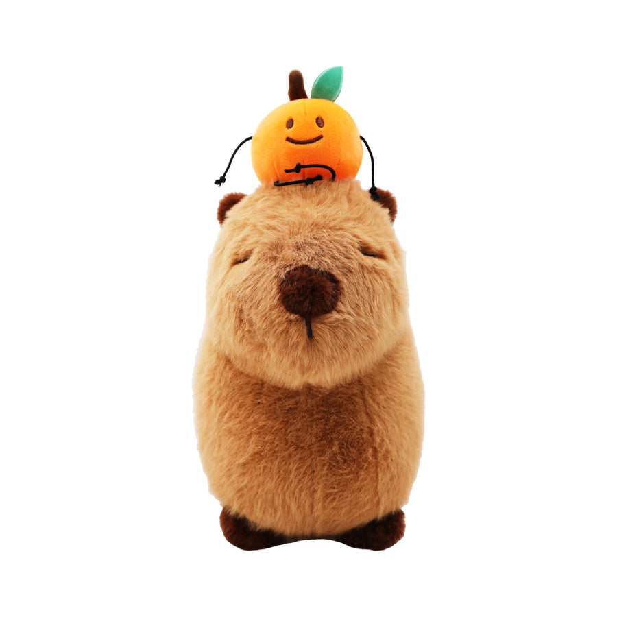 Capybara Collection-Standing Plush Toy(Orange on Head)(Small)