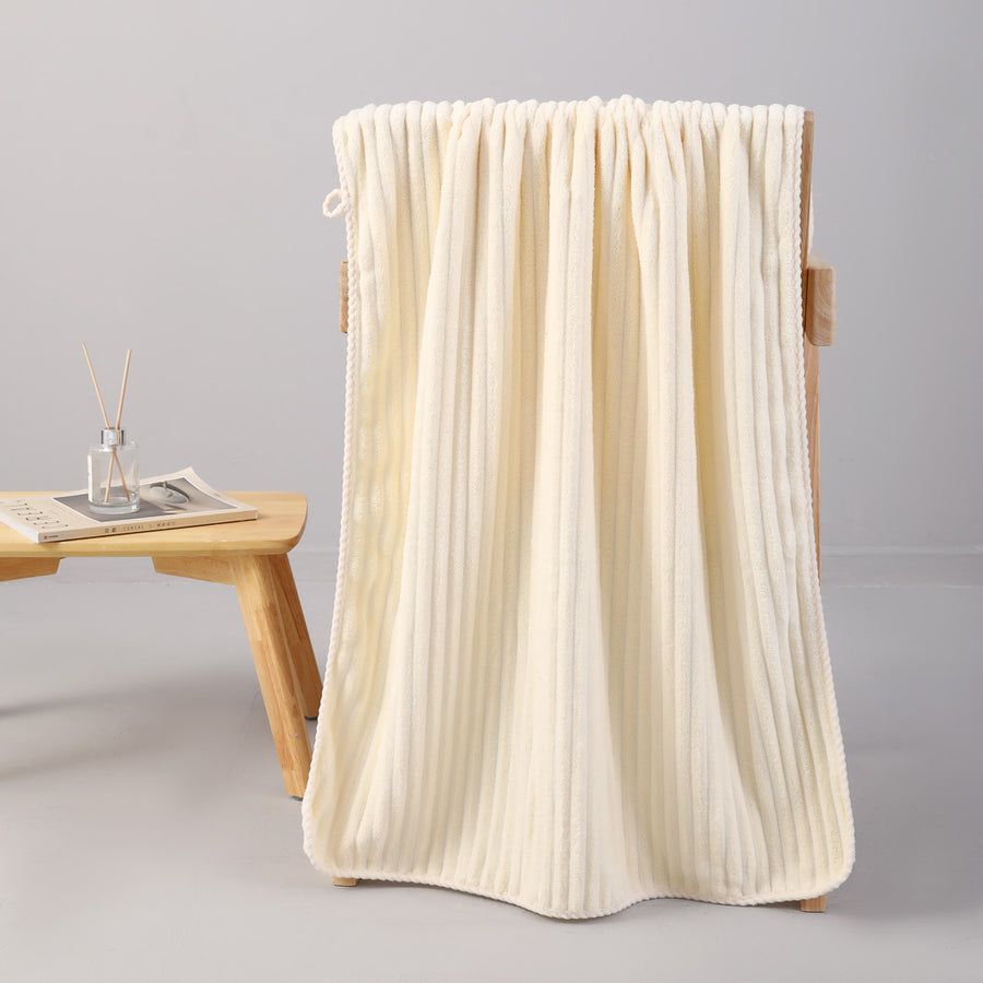 Wavy Coral Fleece Bath Towel(Beige)