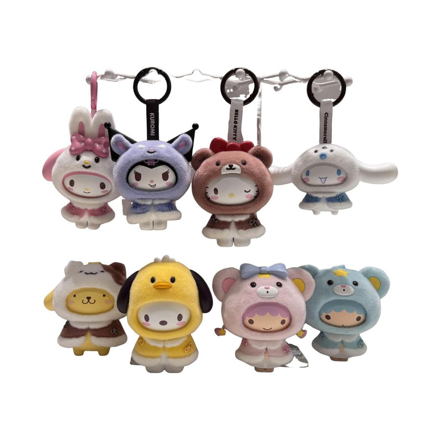 Hello Kitty and Friends Little Cloak Collection Flocked Face-Turning Pendant Surprise Box