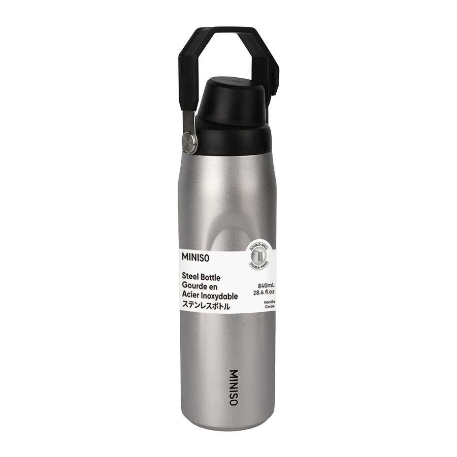 Large Capacity Double-Wall Stainless Steel Bottle with Handle 840mL(Silvery)