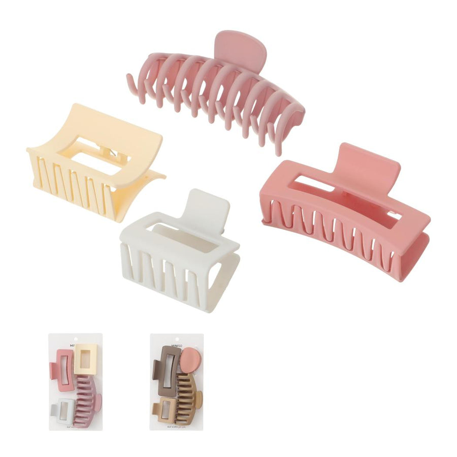 Basic Series Pink Coffee Hair Claw Clips (4 pcs)
