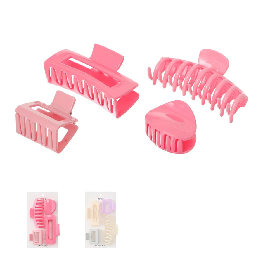 Basic Series Pink Purple Hair Claw Clips (4 pcs)