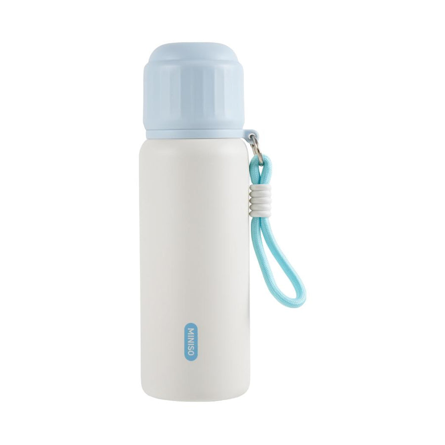 MINISO Drink Series Insulated Bottle with Strap 550mL(Blue & White)