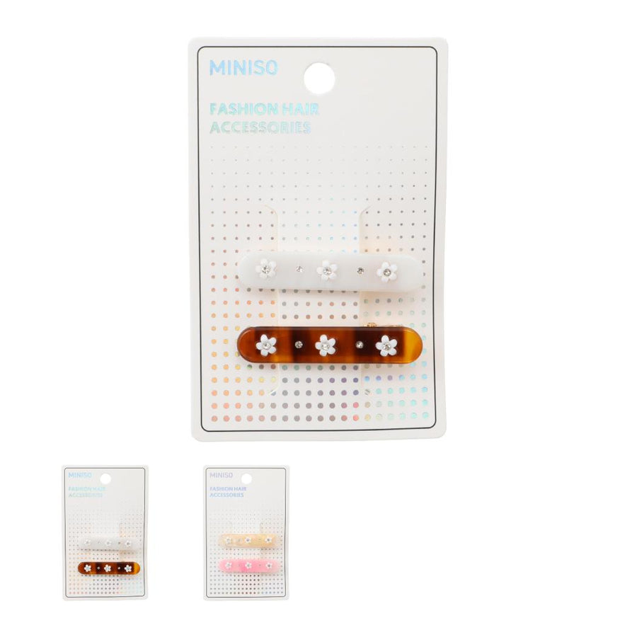 Korean Style Flower-Design Hair Clips (2 pcs)