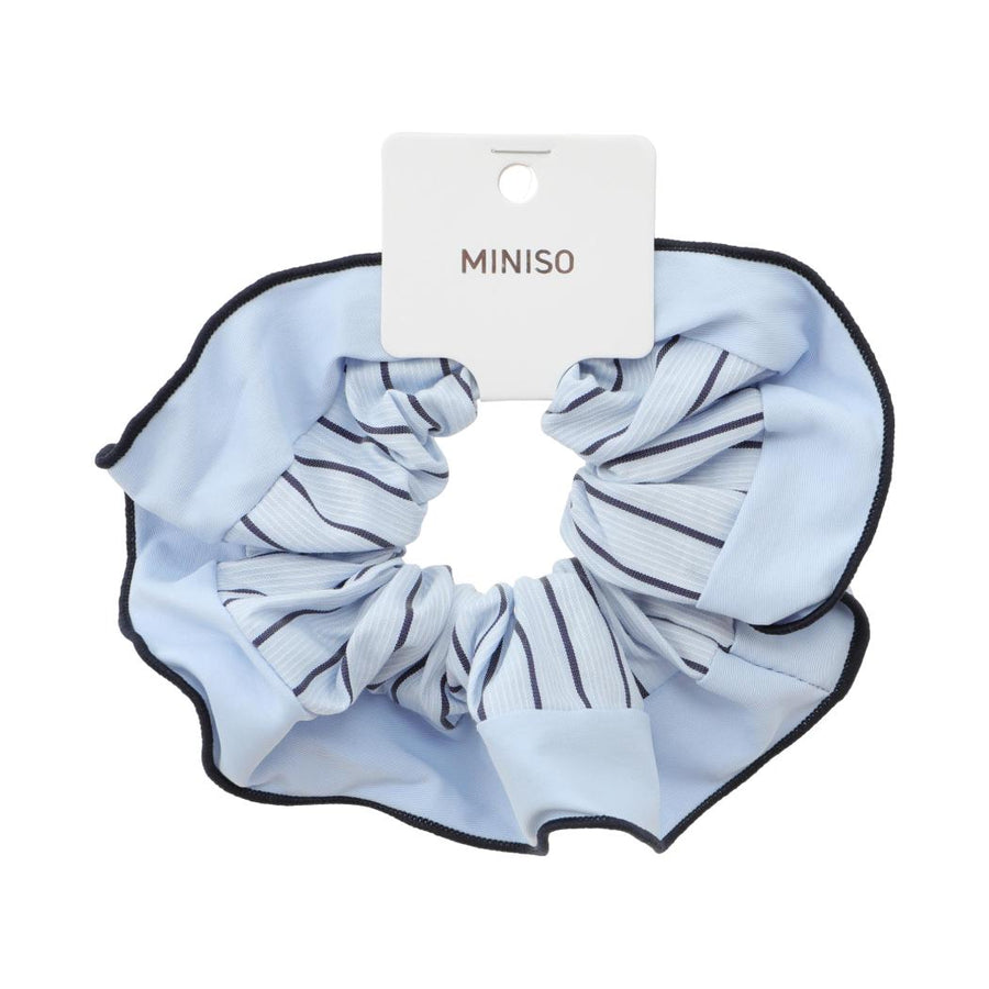 Navy Blue Series Light Blue Striped Hair Scrunchie (1 pc)