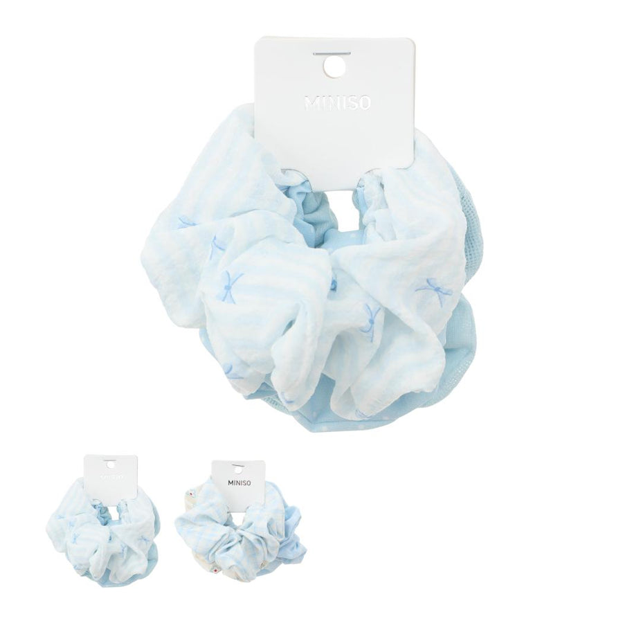 Fashion Series Blue Hair Scrunchies (3 pcs, Size M)
