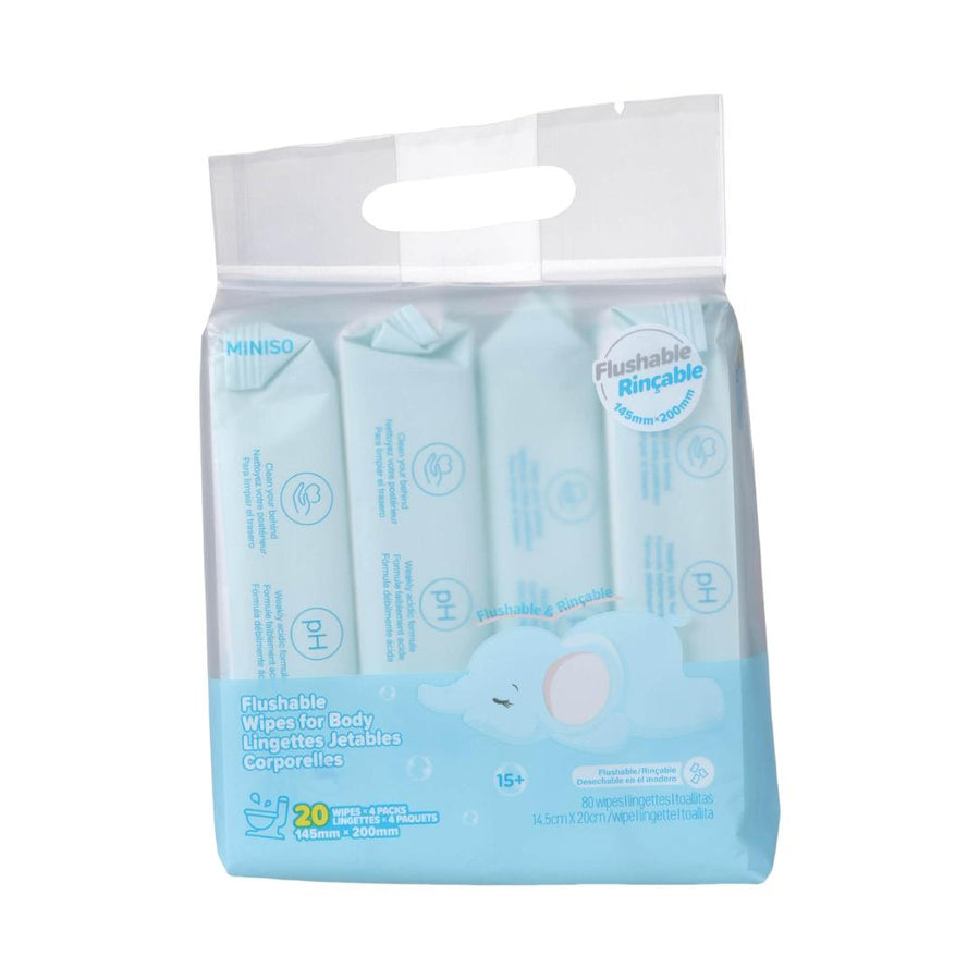 Flushable Wipes for Body (20 Wipes × 4 Packs)