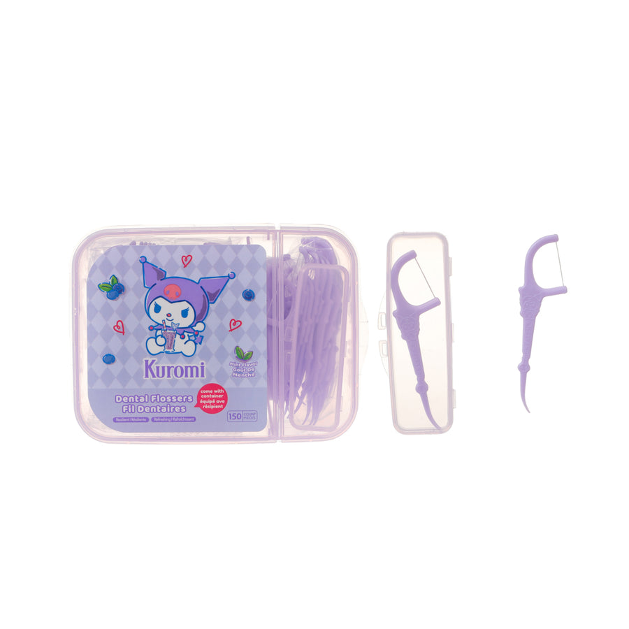 Kuromi Extra Fine Mint Flavor Dental Flossers (Family Pack, 150 Count)