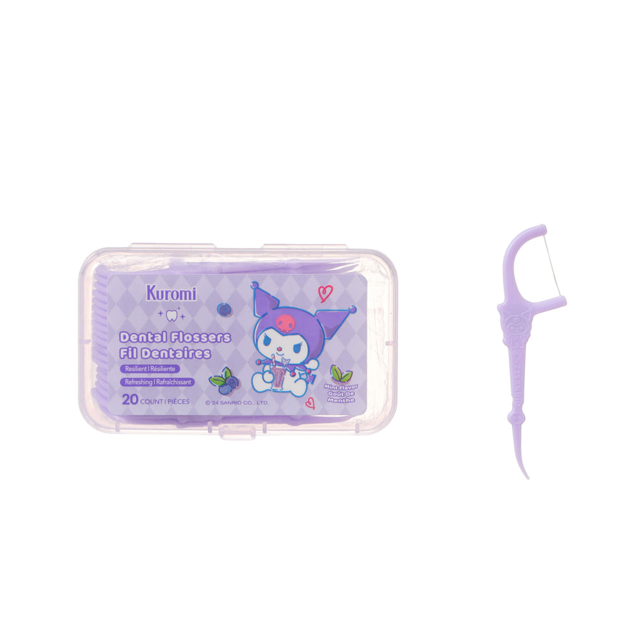 Kuromi Macromolecule Thin Smooth Mint Flavor Dental Flossers (3 Packs of 20)
