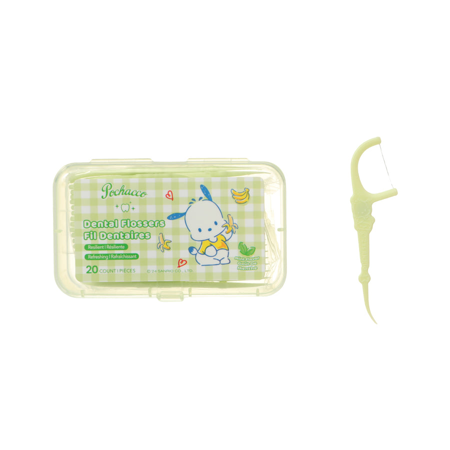 Pochacco Macromolecule Thin Smooth Mint Flavor Dental Flossers (3 Packs of 20)