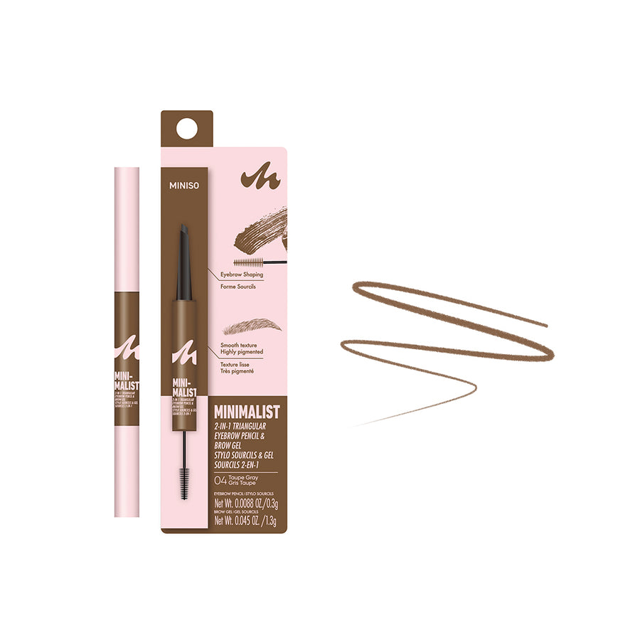Minimalist 2-in-1 Triangular Eyebrow Pencil & Brow Gel (04 Taupe Gray)