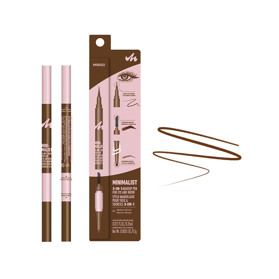 Minimalist 3-in-1 Makeup Pen for Eye and Brow (03 Medium Brown)