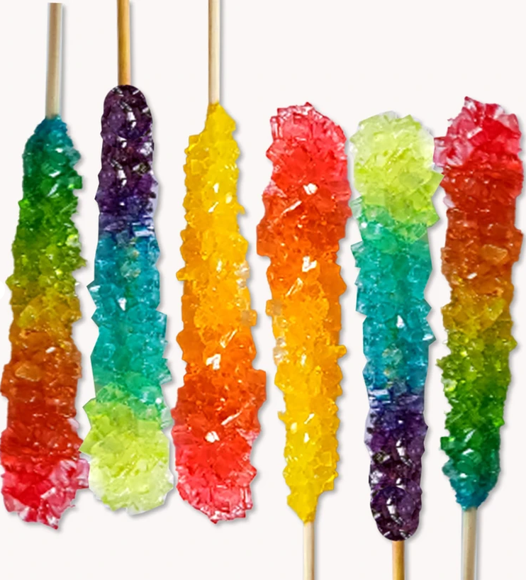 ROCK CANDY ON A STICK, TIE DYE  (ASSORTED FLAVOURS)