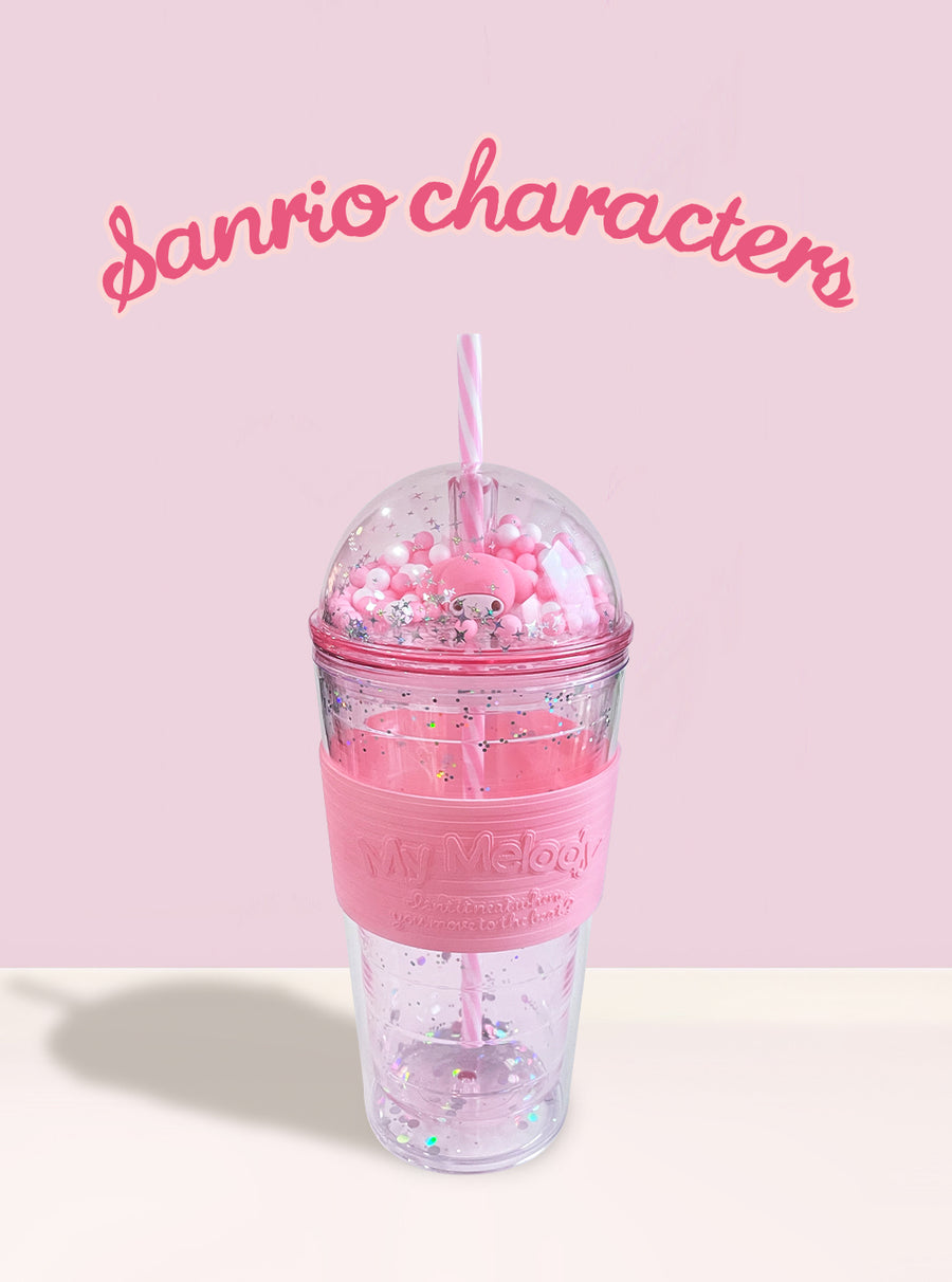 My Melody Fun Party Plastic Bottle with Straw 600mL