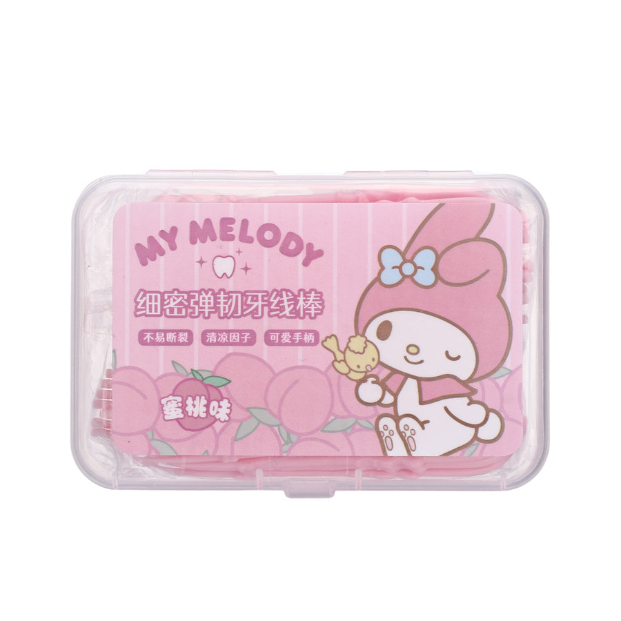My Melody Macromolecule Peach Flavor Dental Flossers (50 Count)
