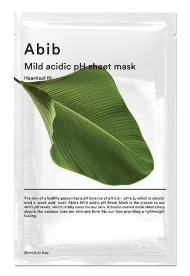 Abib Mild acidic pH sheet mask Heartleaf fit